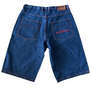Vintage Rocawear Mens 38 Jean Shorts Baggy Y2K Hip Hop Embroidered